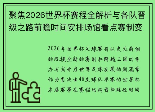 聚焦2026世界杯赛程全解析与各队晋级之路前瞻时间安排场馆看点赛制变化
